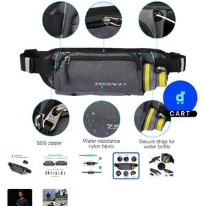 Grey Zeroway Fanny Pack With Bottle Holder Hiking Walking Running